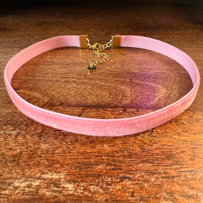 Mauve Pink Velvet Choker Necklace