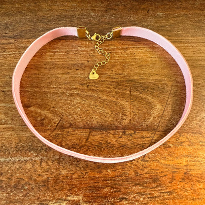 Mauve Pink Velvet Choker Necklace