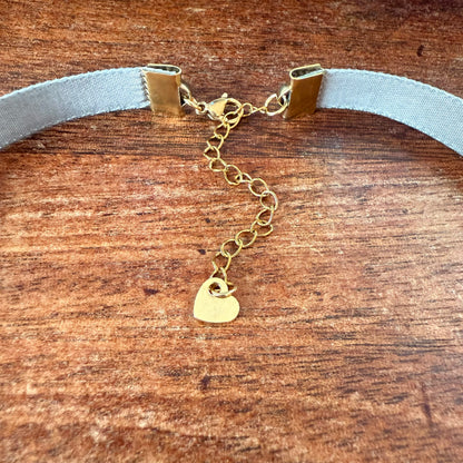 Pewter Gray Velvet Choker Necklace