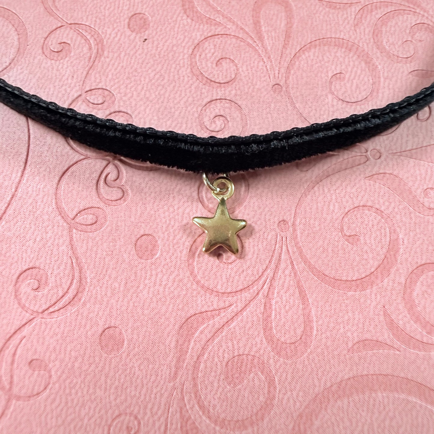 Gold Star Velvet Choker Necklace