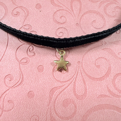 Gold Star Velvet Choker Necklace