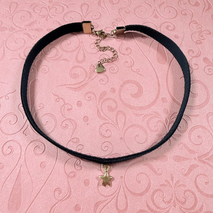 Gold Star Velvet Choker Necklace