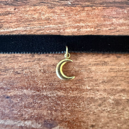 Crescent Moon Velvet Choker Necklace