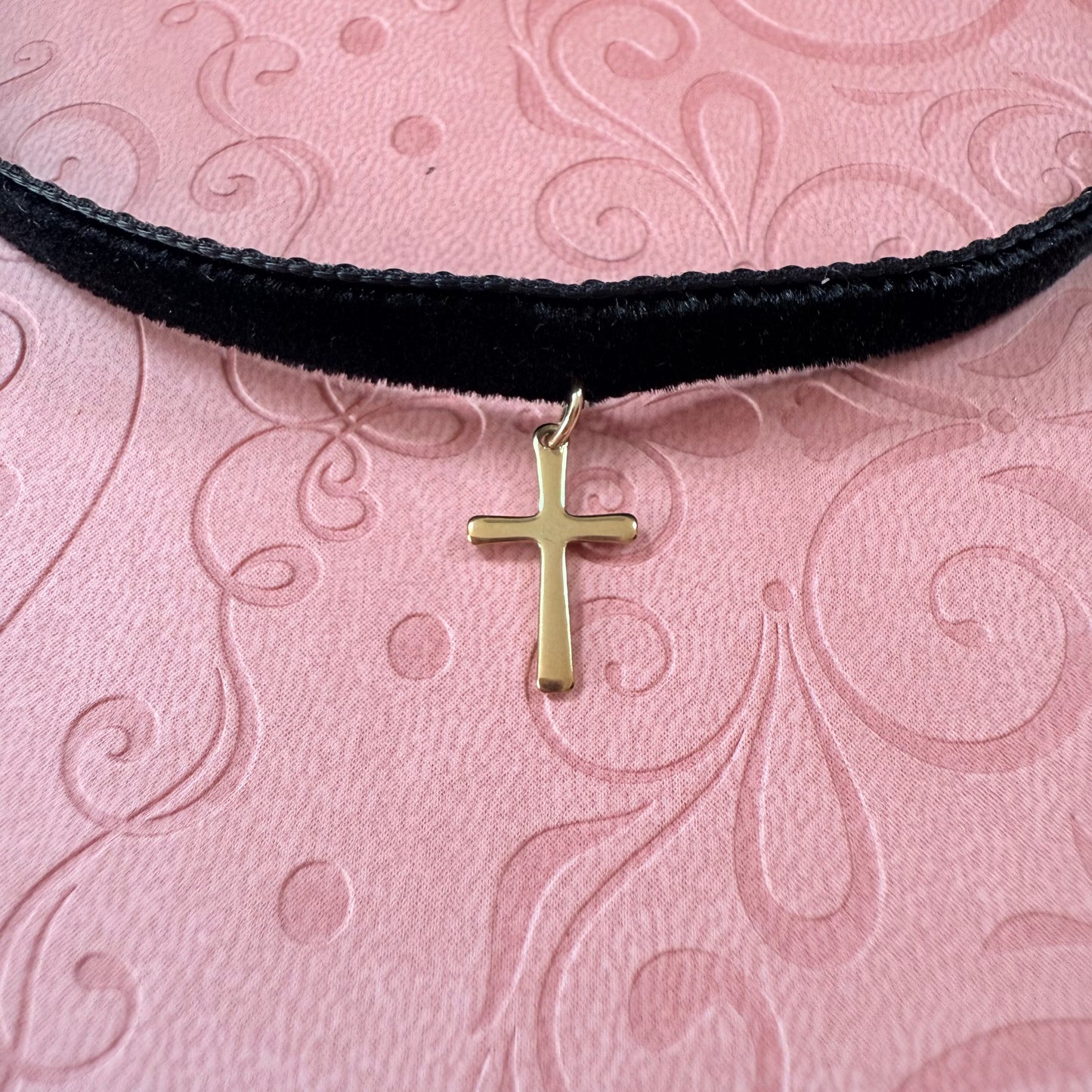Cross Velvet Choker Necklace