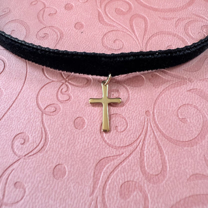 Cross Velvet Choker Necklace