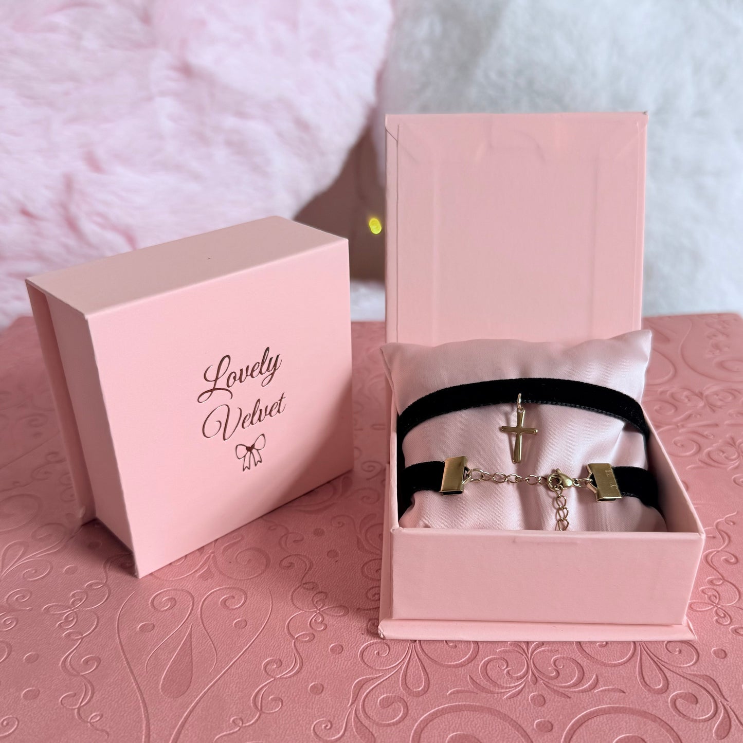 Cross Velvet Choker Necklace