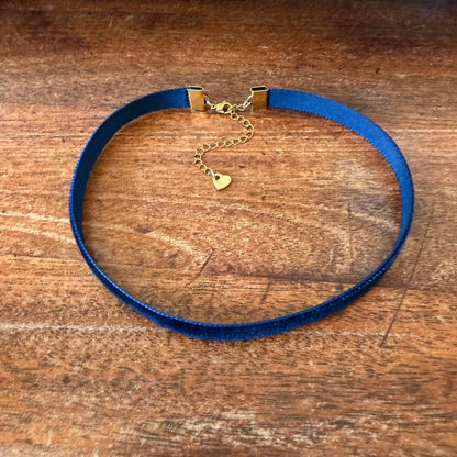 Navy Blue Velvet Choker Necklace