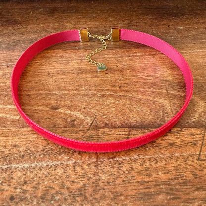 Scarlet Red Velvet Choker Necklace