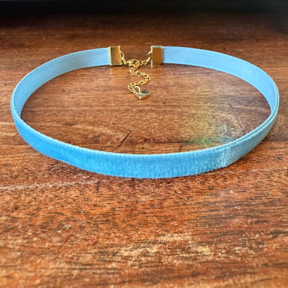 Slate Blue Velvet Choker Necklace