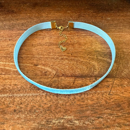 Slate Blue Velvet Choker Necklace