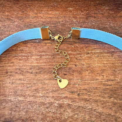 Slate Blue Velvet Choker Necklace