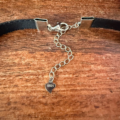 Limited Edition: Sterling Silver Hollow Moon Velvet Choker Necklace