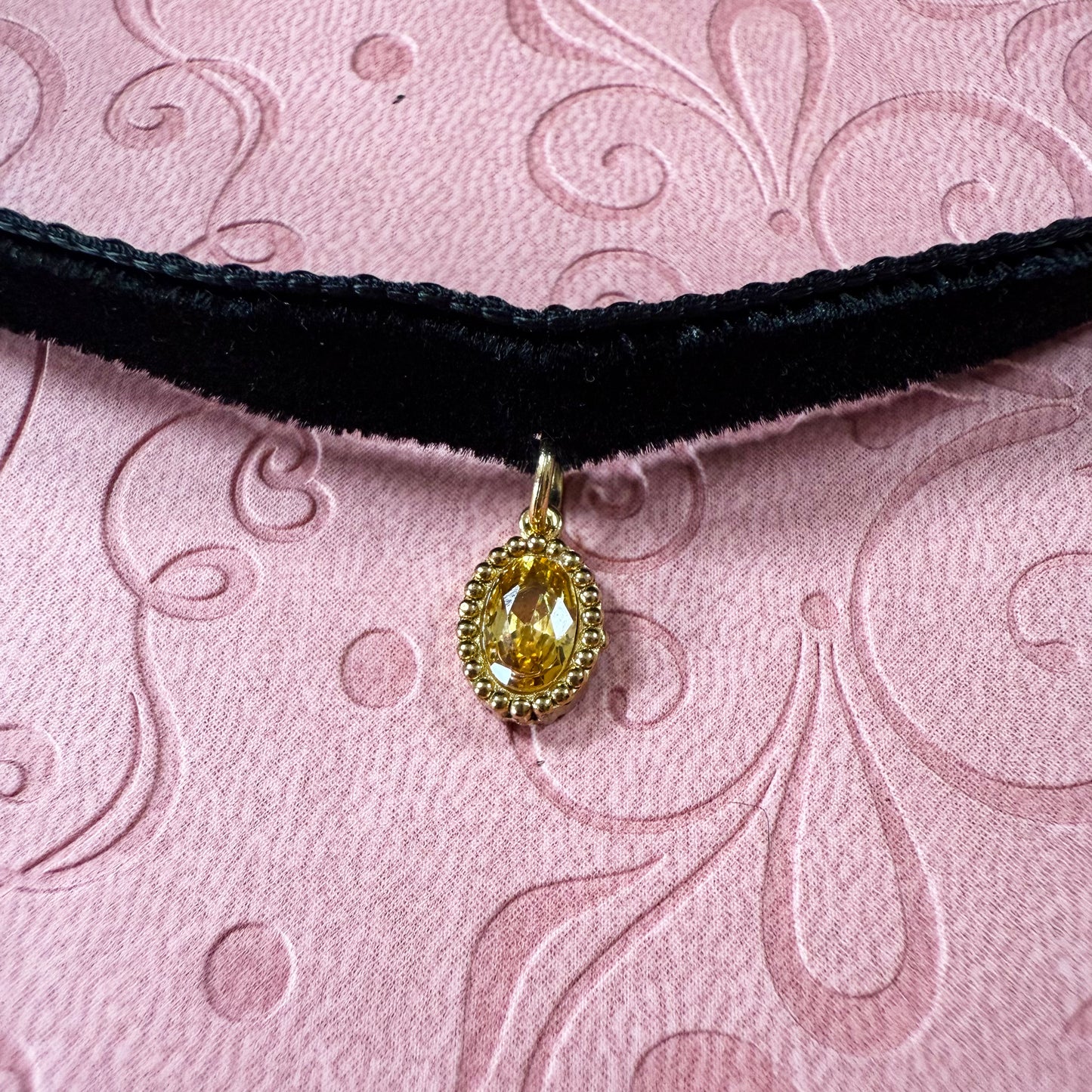 Golden Gem Velvet Choker Necklace