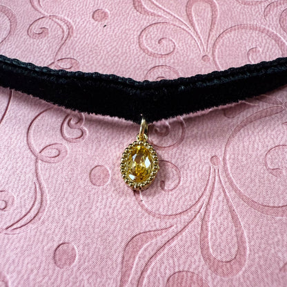 Golden Gem Velvet Choker Necklace