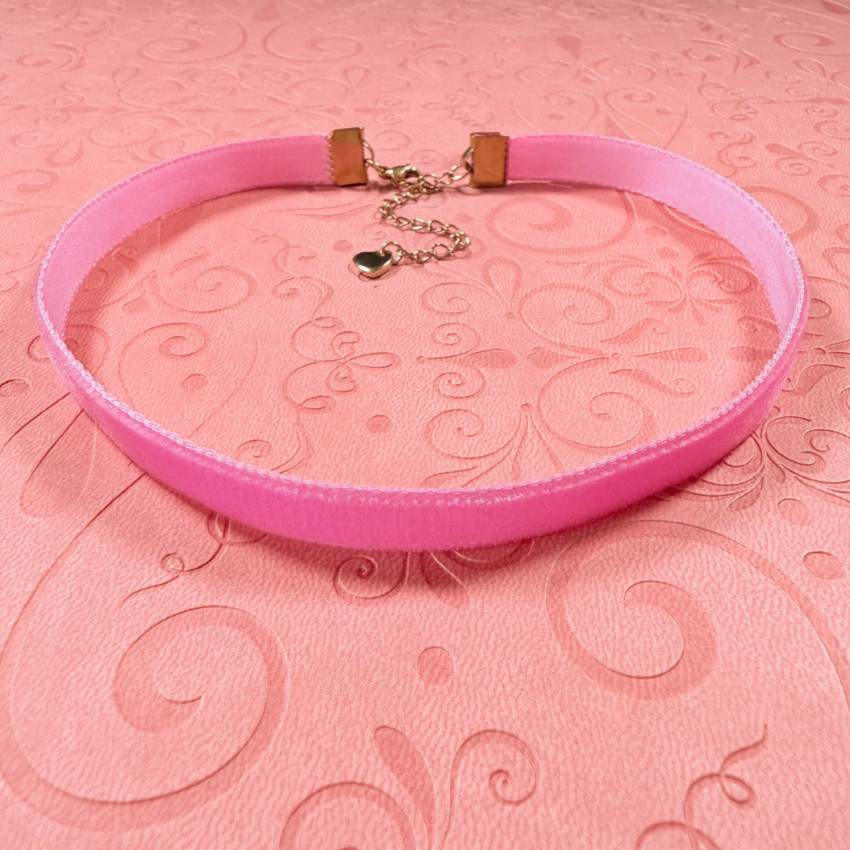 Hot Pink Velvet Choker Necklace