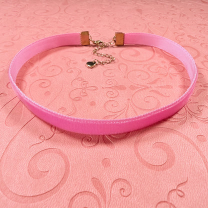 Hot Pink Velvet Choker Necklace