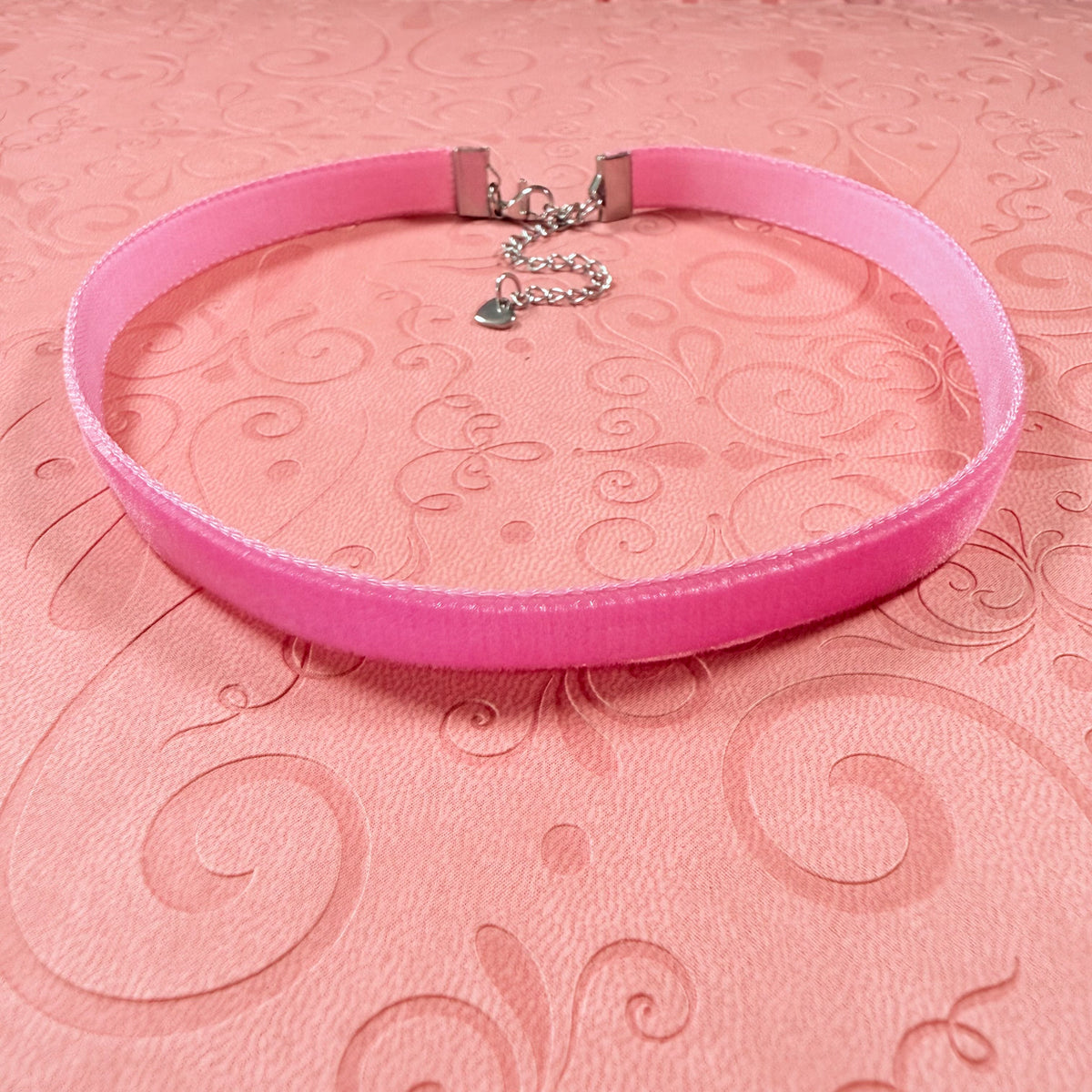 Hot Pink Velvet Choker Necklace