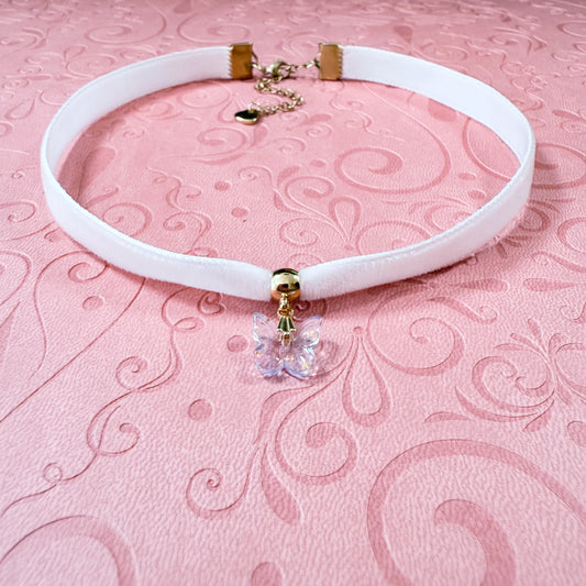 Lavender Mist Butterfly Velvet Choker Necklace