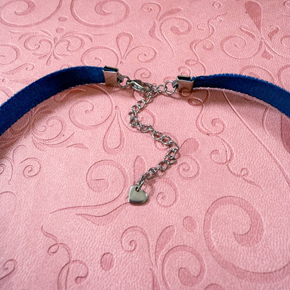 Lavender Skies Glass Teardrop Velvet Choker Necklace