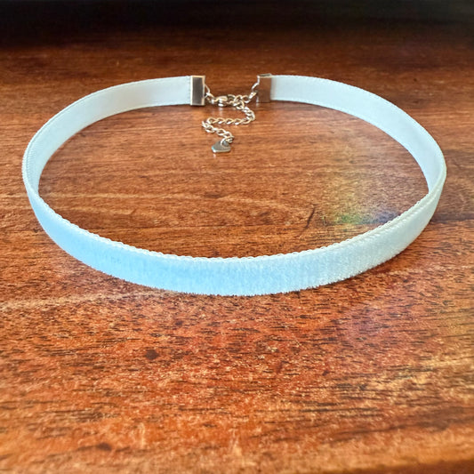 Light Blue Velvet Choker Necklace