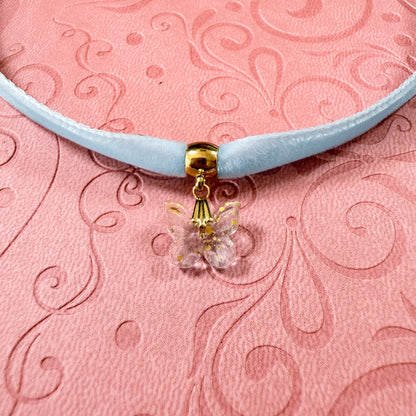 Light Blue Butterfly Velvet Choker Necklace