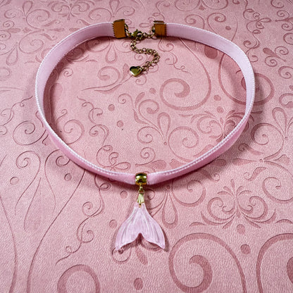 Glass Mermaid Tail Velvet Choker Necklace