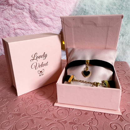 Black Heart Velvet Choker Necklace