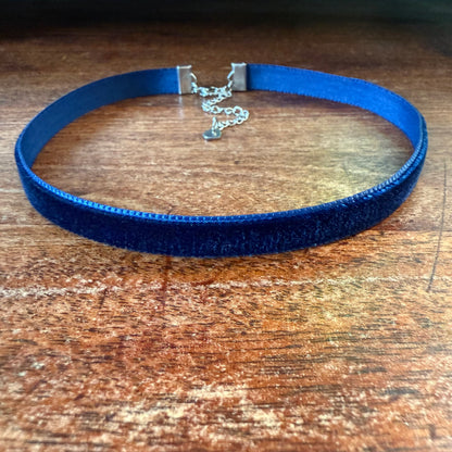Navy Blue Velvet Choker Necklace