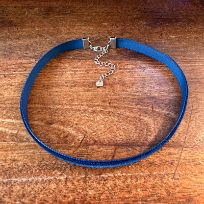 Navy Blue Velvet Choker Necklace