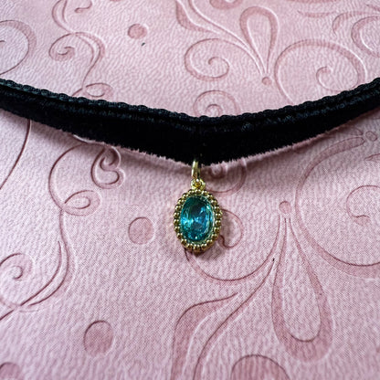Golden Gem Velvet Choker Necklace
