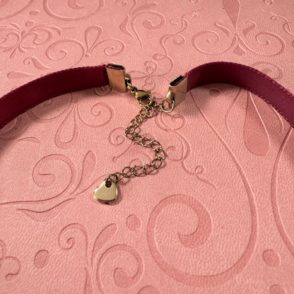 Pink Heart Velvet Choker Necklace