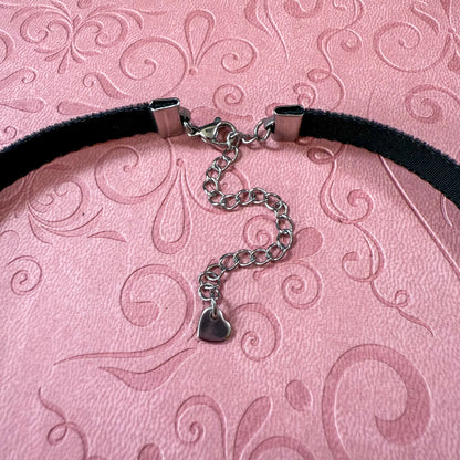 Purple Glass Teardrop Velvet Choker Necklace