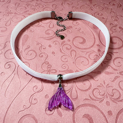 Glass Mermaid Tail Velvet Choker Necklace