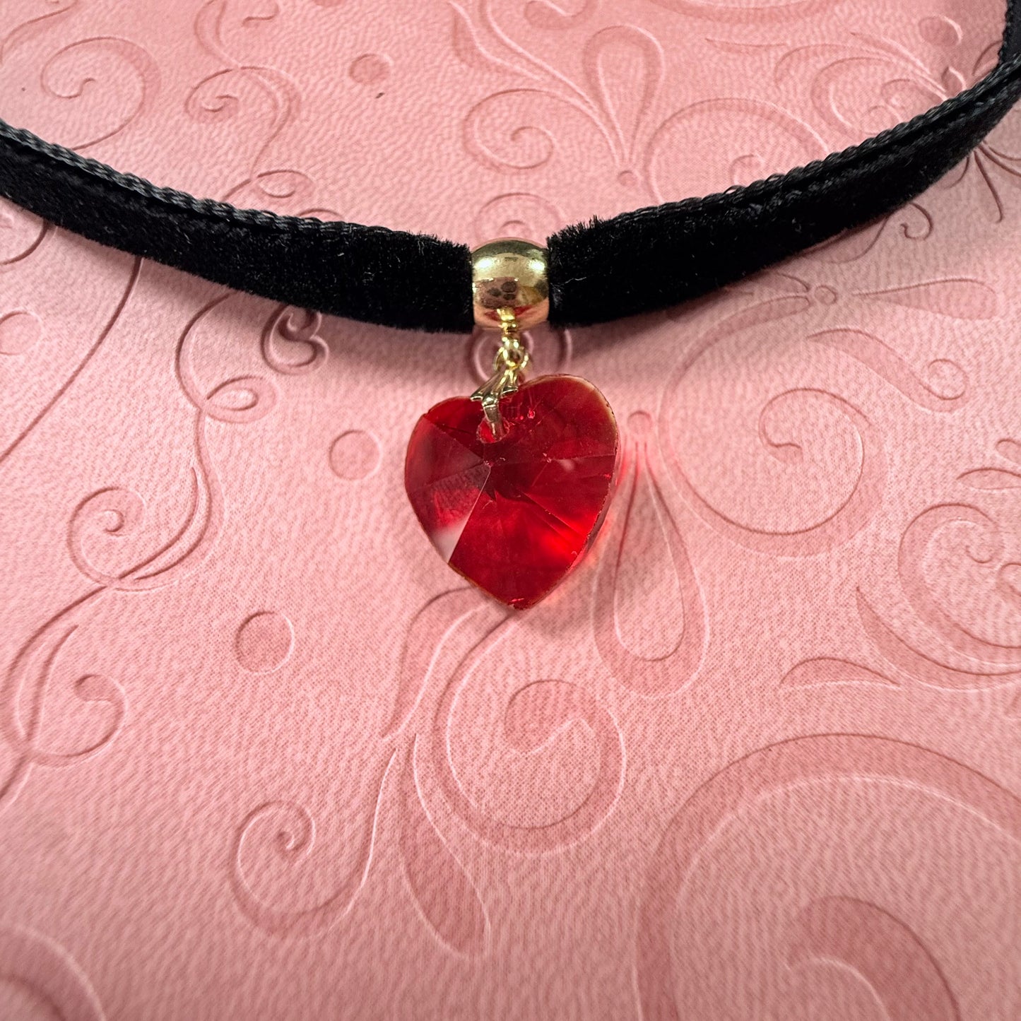 Red Heart Velvet Choker Necklace