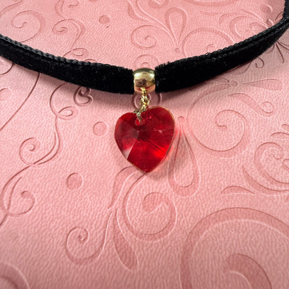 Red Heart Velvet Choker Necklace