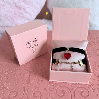 Red Heart Velvet Choker Necklace