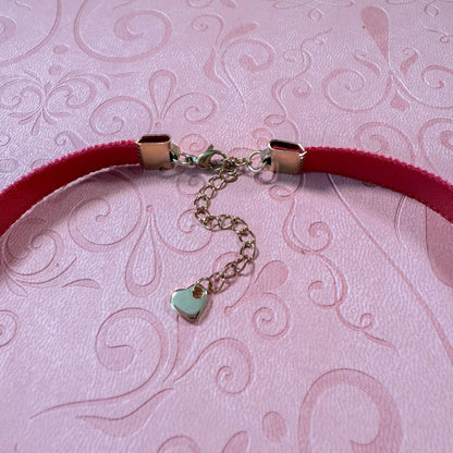 Rose Ember Glass Teardrop Velvet Choker Necklace