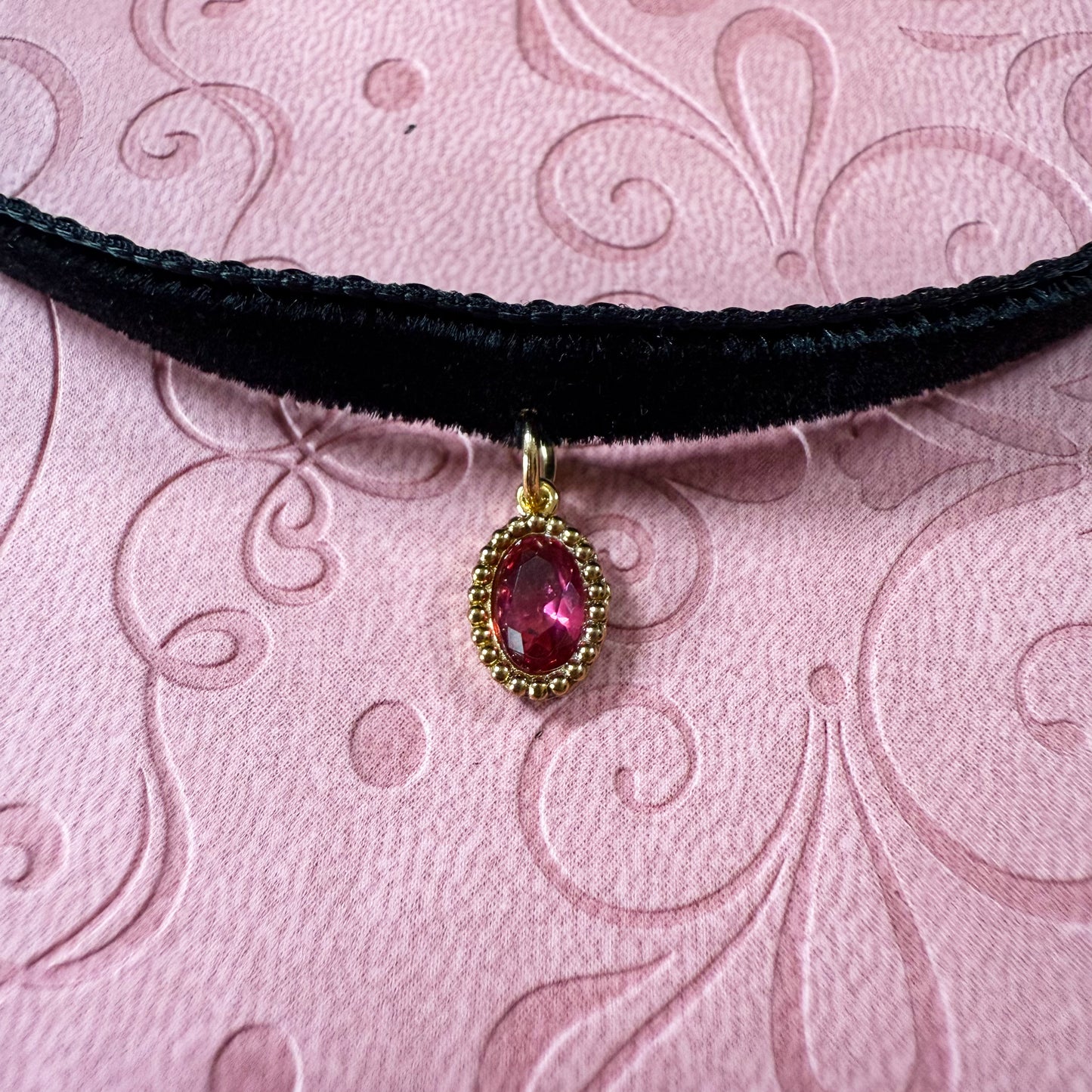 Golden Gem Velvet Choker Necklace