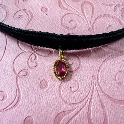 Golden Gem Velvet Choker Necklace