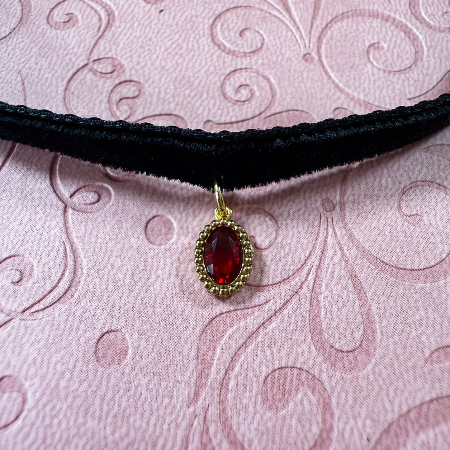 Golden Gem Velvet Choker Necklace