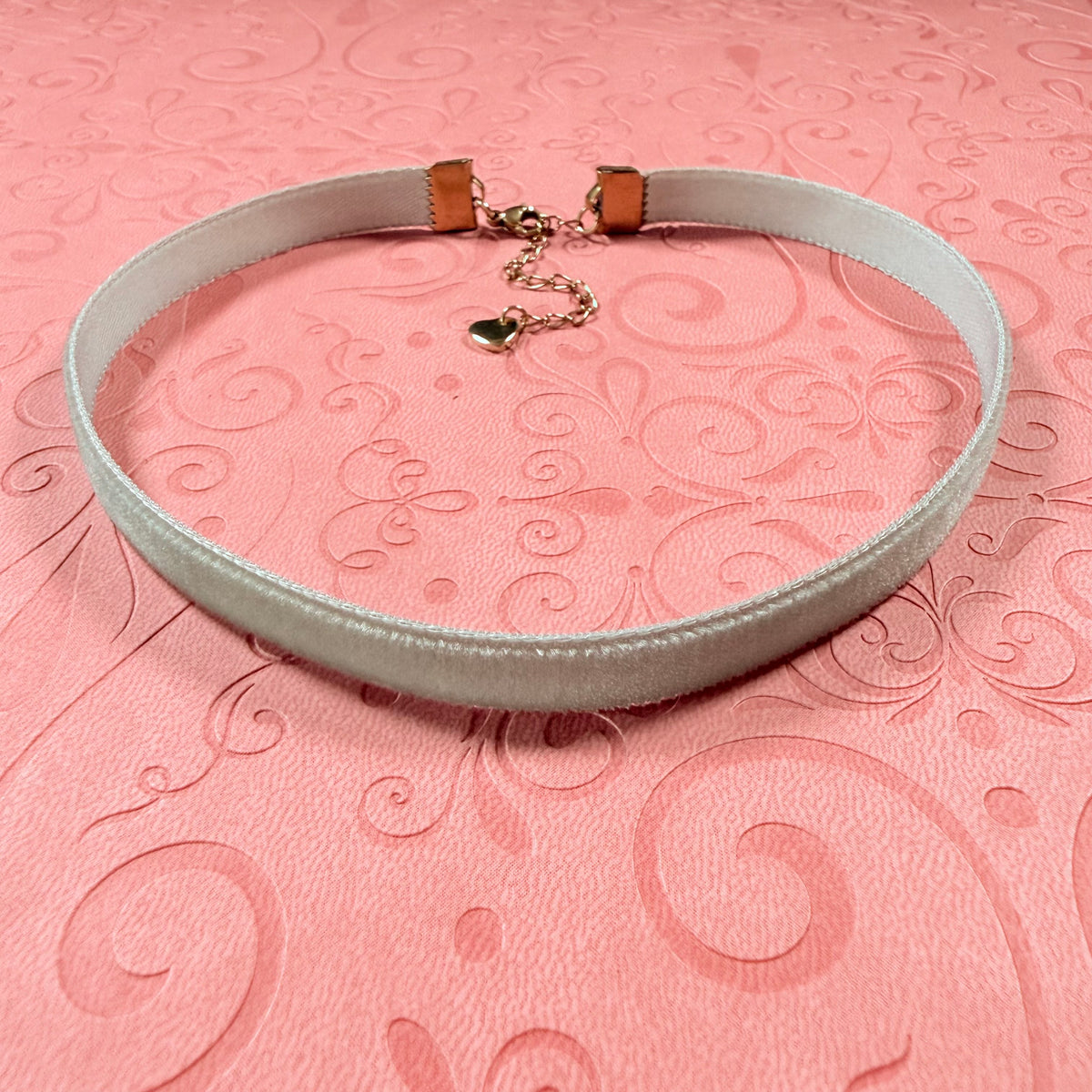 Sage Gray Velvet Choker Necklace