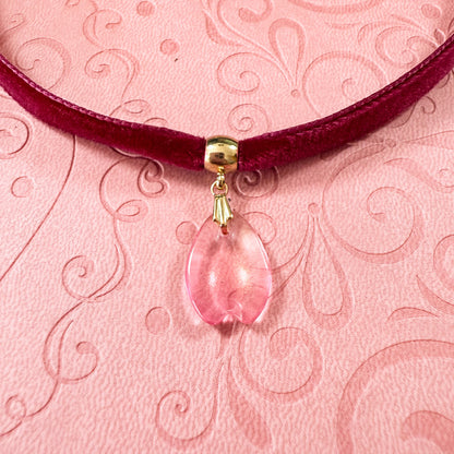 Pink Sakura Petal Velvet Choker Necklace