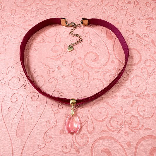 Pink Sakura Petal Velvet Choker Necklace