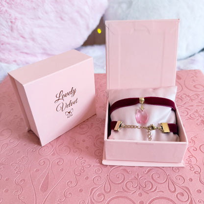 Pink Sakura Petal Velvet Choker Necklace