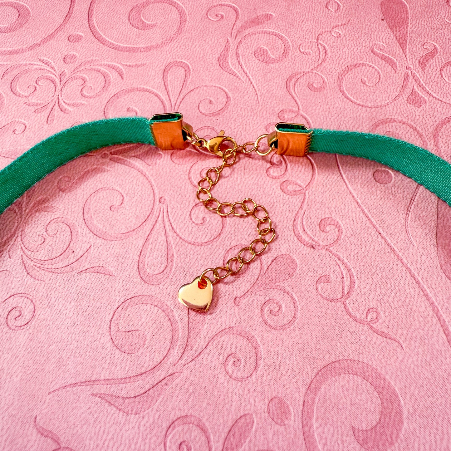 Sea Glass Glass Teardrop Velvet Choker Necklace