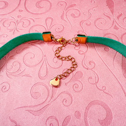 Sea Glass Glass Teardrop Velvet Choker Necklace