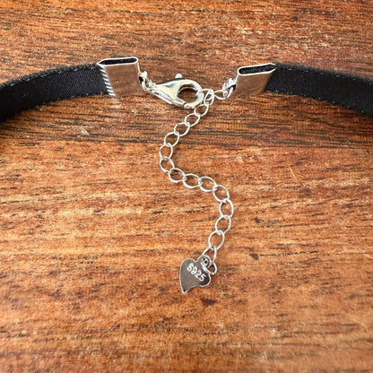 Sterling Silver Dolphin Velvet Choker Necklace