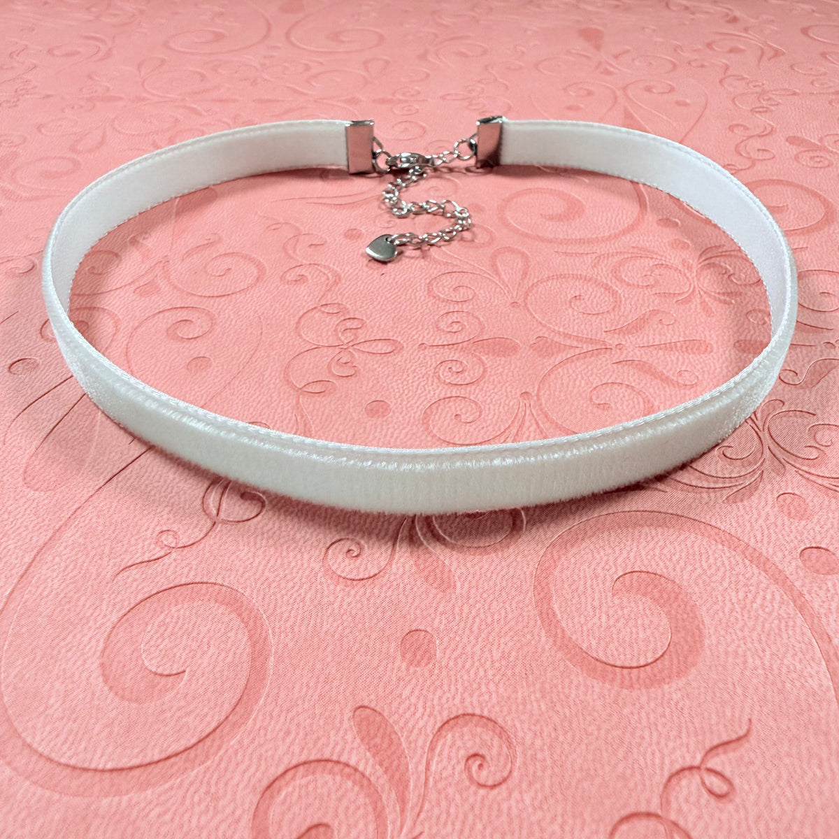 Silver Gray Velvet Choker Necklace