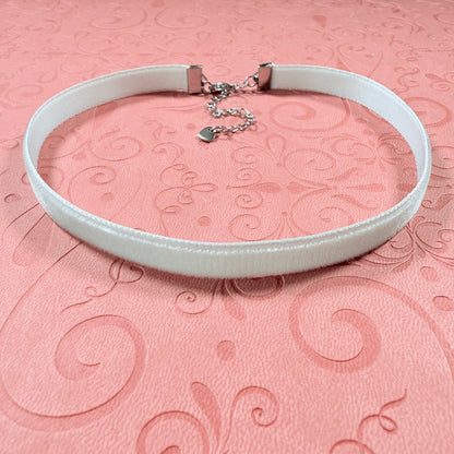 Silver Gray Velvet Choker Necklace