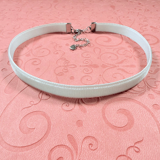 Silver Gray Velvet Choker Necklace